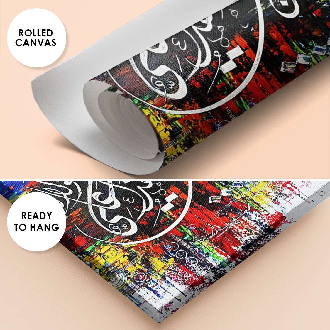 Man Kunto Maula Calligraphy Abstract Handmade Painting