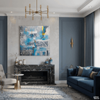 Kalima Shahada Blue & Gold Abstract Handmade Painting