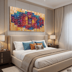 99 Names of Allah Grid Abstract Handmade Painting