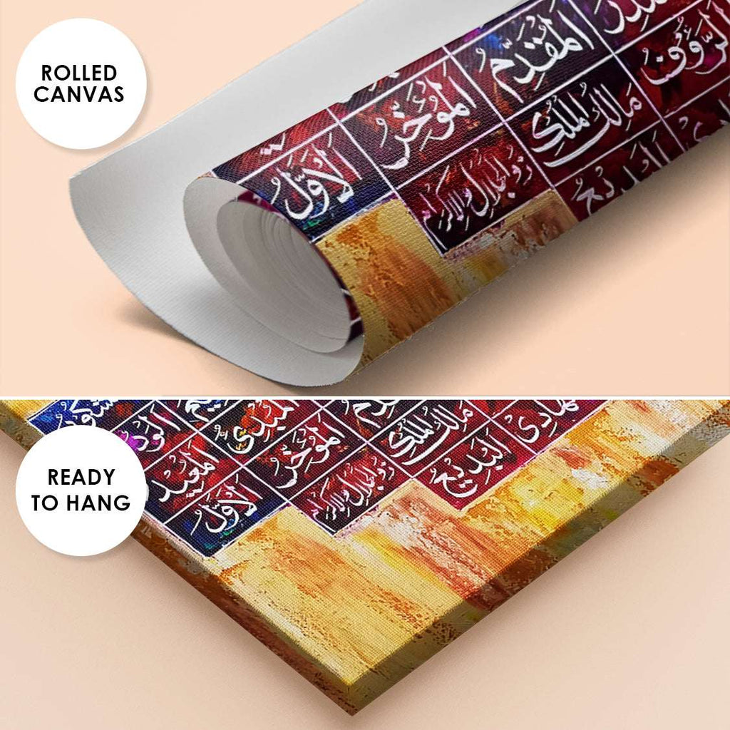 99 Names of Allah Grid Abstract Handmade Painting