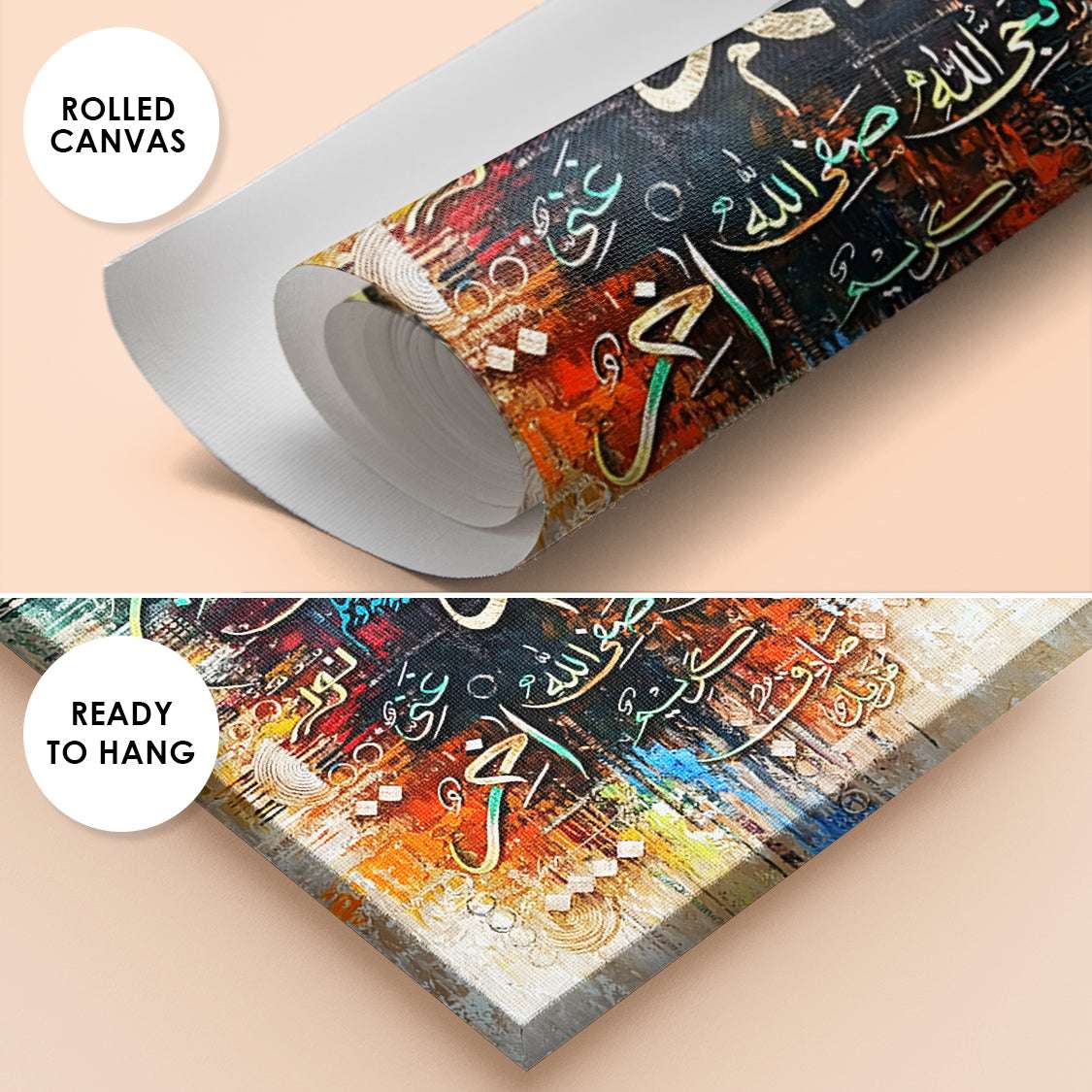 Muhammad (PBUH) Calligraphy and Praise Abstract Handmade Painting