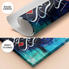 Bismillah Calligraphy Teal Abstract Handmade Painting