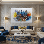 The Shahada Calligraphy Mosque Abstract Multi-Color Handmade Painting