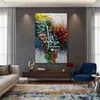 Vertical Hasbunallahu wa Ni'mal Wakeel Abstract Multi-Color Handmade Painting