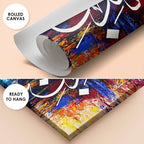 Fabi Ayyi Ala-i Rabbikuma Tukazziban Blue & Gold Abstract Handmade Painting